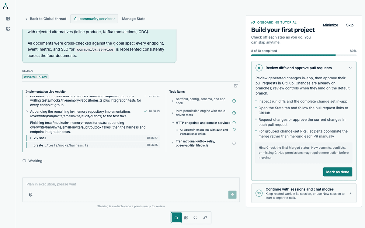 Todo list showing completed and in-progress implementation phases