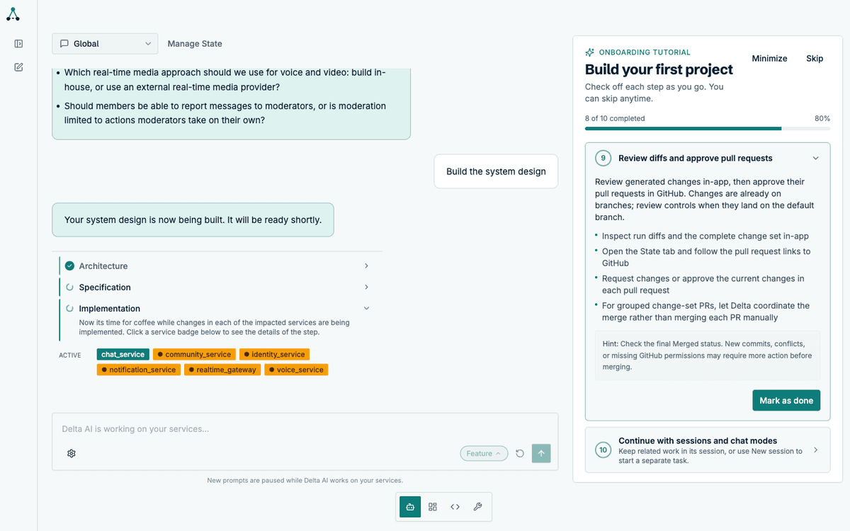 Service badges showing an awaiting your review state in amber next to active services